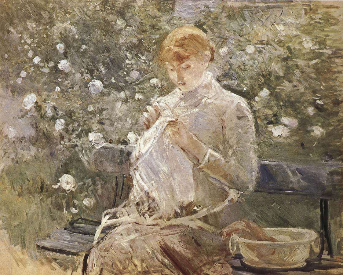 The Woman sewing at the courtyard